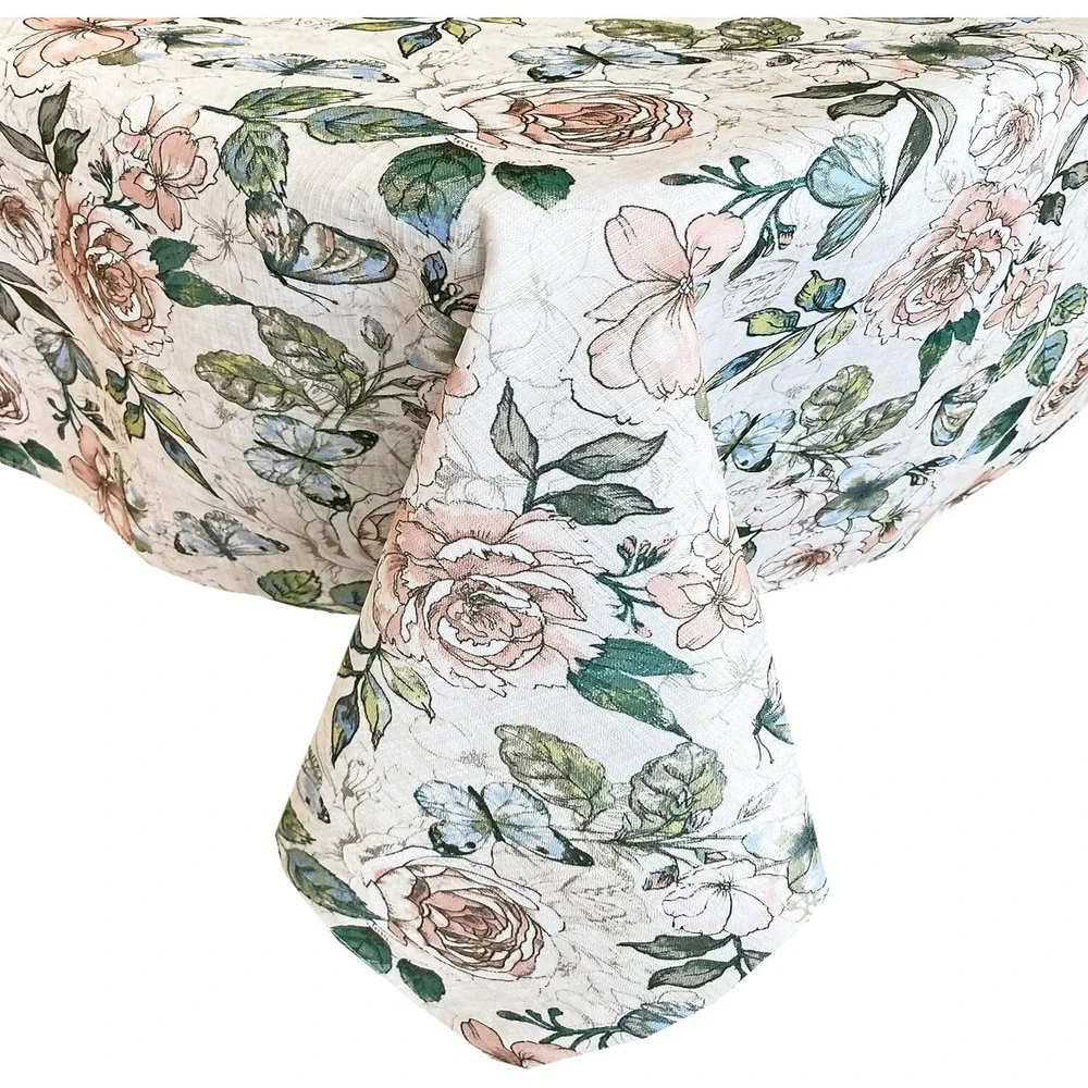Benson Mills Tablecloth Home 60x84 Multicolor NEW Lily Floral Butterfly Spring